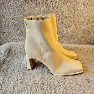 NEW Sam Edelman Women's‎ Irie Side Zip Square Toe Ankle Bootie Size 9.5 Ivory